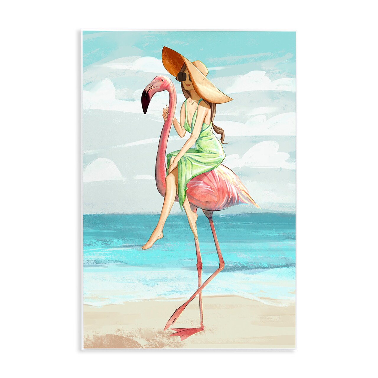 Stupell Industries Beach Woman Riding Flamingo Wall Plaque Art